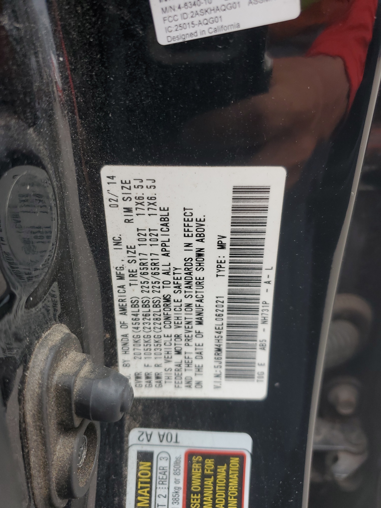 5J6RM4H54EL062021 2014 Honda Cr-V Ex