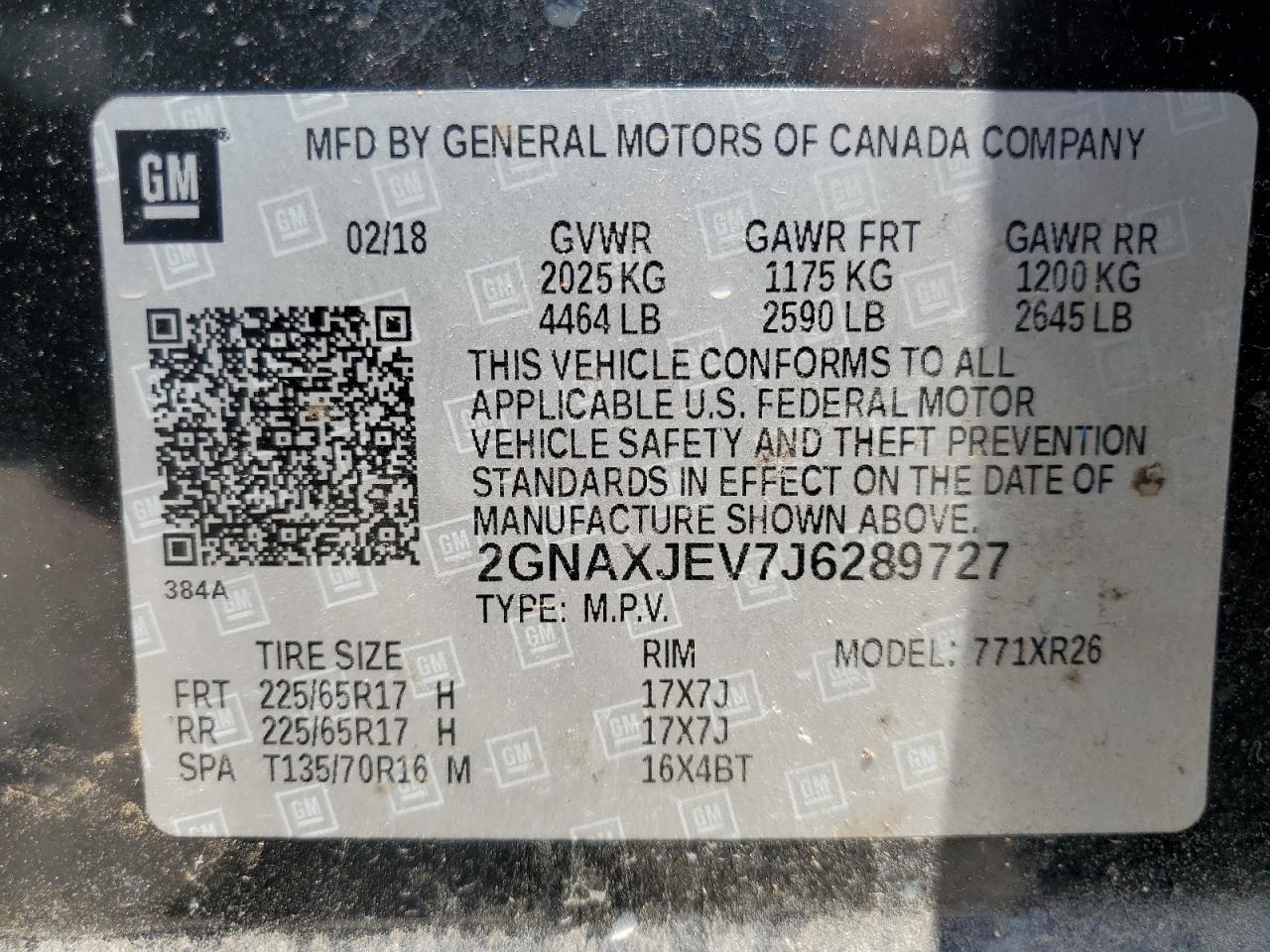 2GNAXJEV7J6289727 2018 CHEVROLET EQUINOX - Image 13