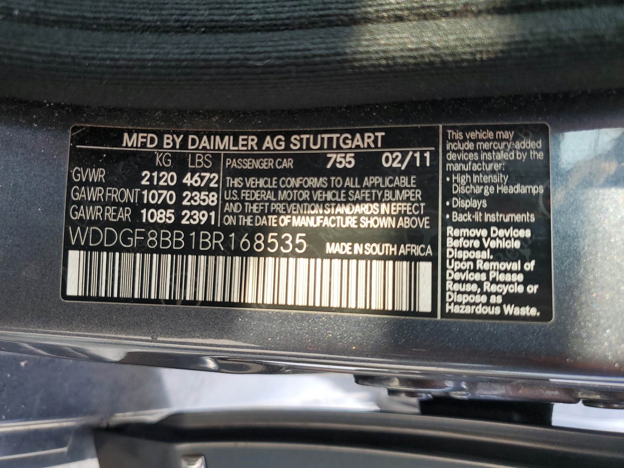 WDDGF8BB1BR168535 2011 Mercedes-Benz C 300 4Matic