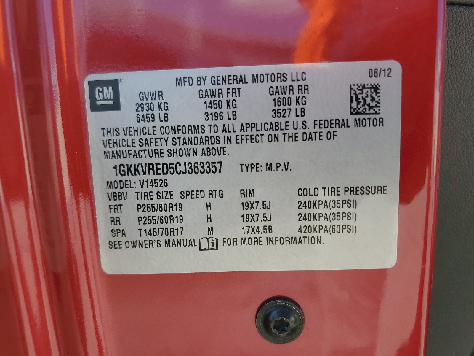 1GKKVRED5CJ363357 2012 GMC Acadia Slt-1