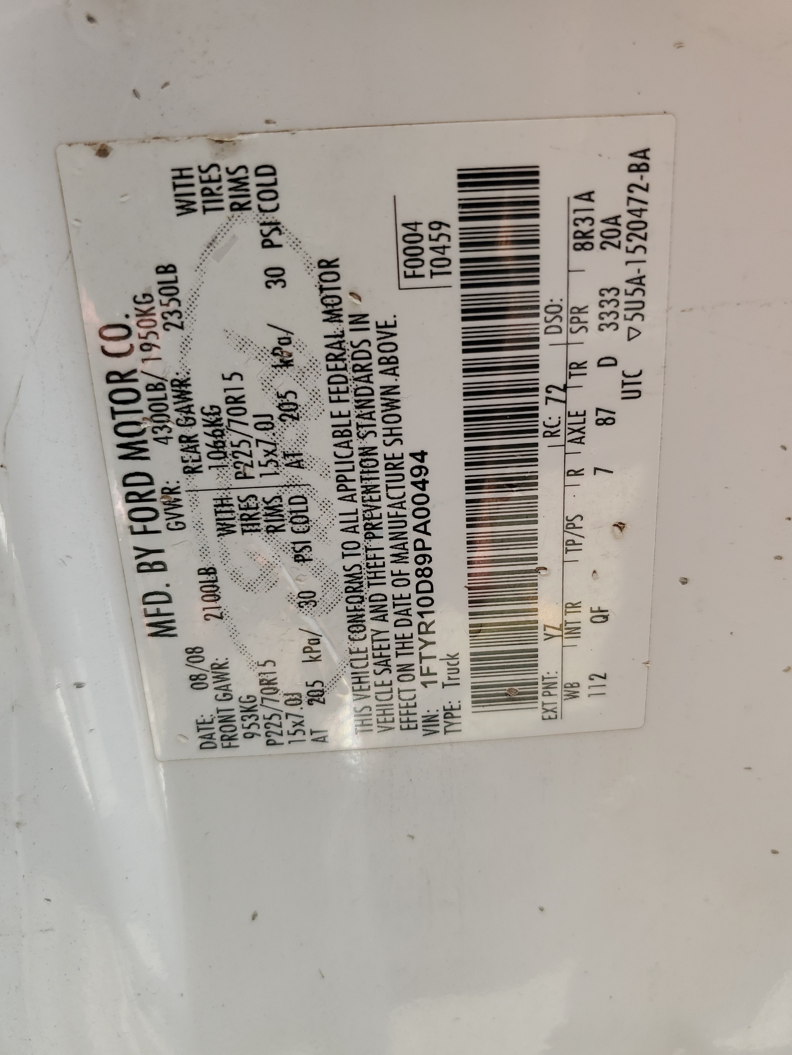 1FTYR10D89PA00494 2009 Ford Ranger