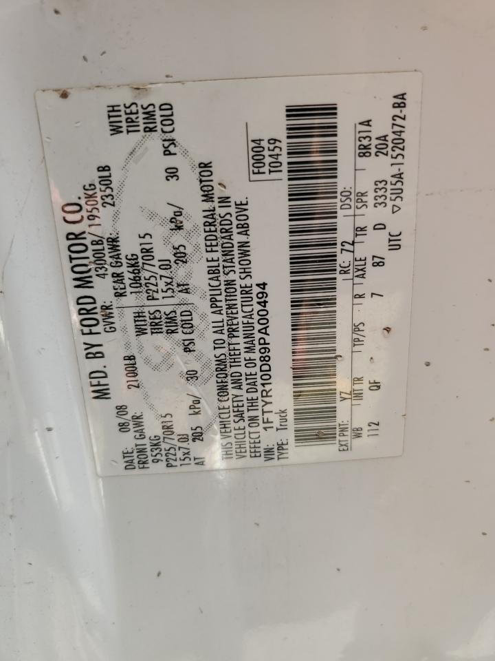 2009 Ford Ranger VIN: 1FTYR10D89PA00494 Lot: 62571194