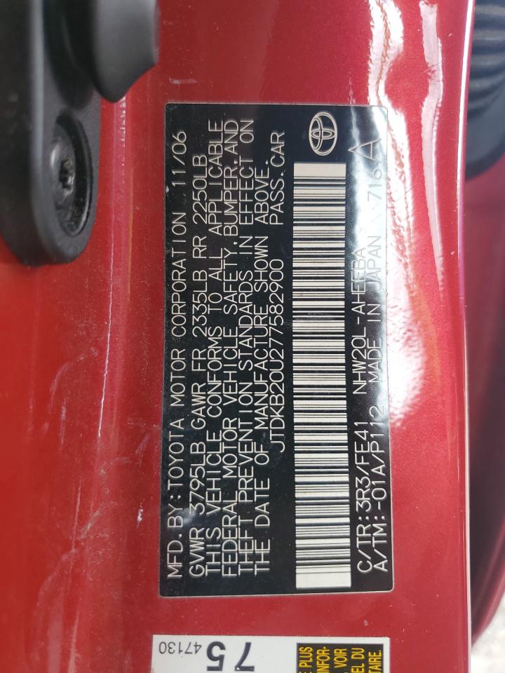 JTDKB20U277582900 2007 Toyota Prius