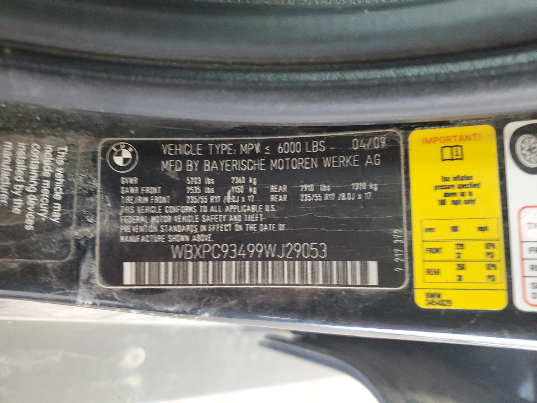 WBXPC93499WJ29053 2009 BMW X3 xDrive30I