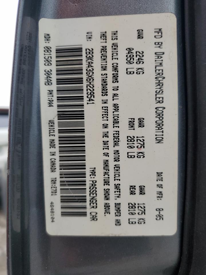 2006 Dodge Charger Se VIN: 2B3KA43GX6H229541 Lot: 64479394