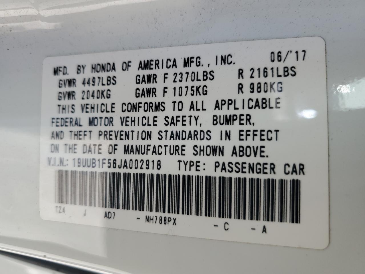 2018 Acura Tlx Tech VIN: 19UUB1F56JA002918 Lot: 61883774