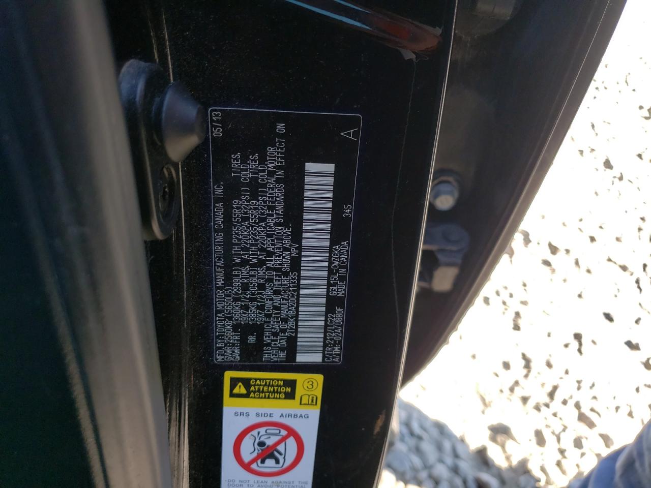 2013 Lexus Rx 350 Base VIN: 2T2BK1BA2DC211335 Lot: 62963974