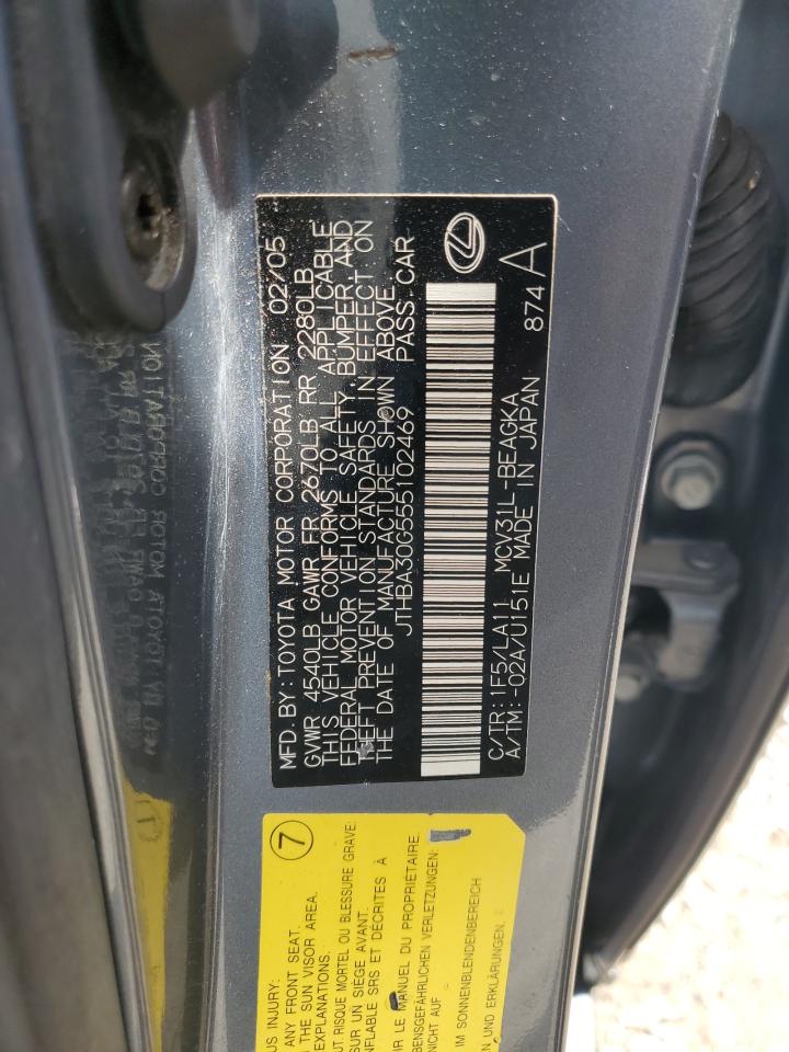 2005 Lexus Es 330 VIN: JTHBA30G555102469 Lot: 63016834