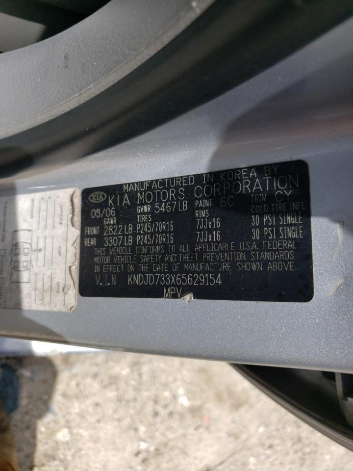 2006 Kia Sorento Ex VIN: KNDJD733X65629154 Lot: 63251904