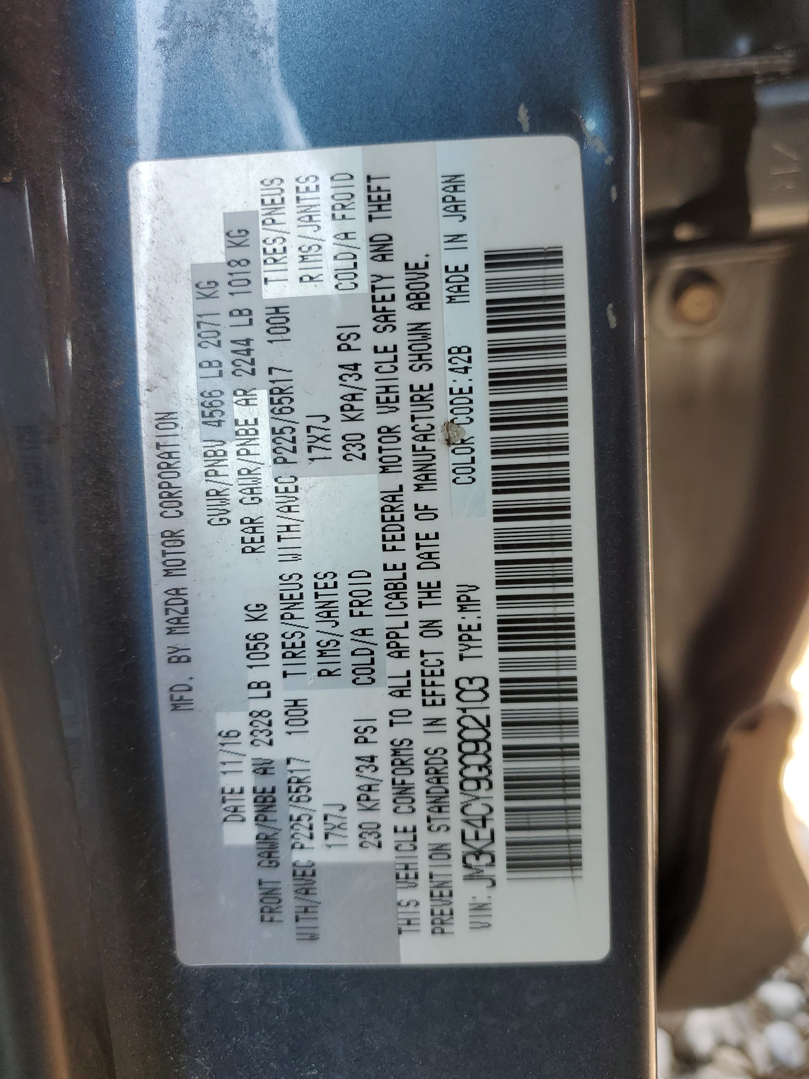 JM3KE4CY9G0902103 2016 Mazda Cx-5 Touring