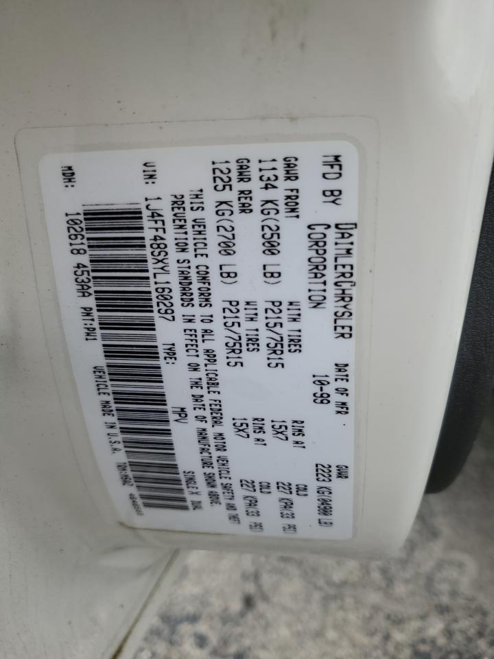 2000 Jeep Cherokee Sport VIN: 1J4FF48SXYL160297 Lot: 64478104