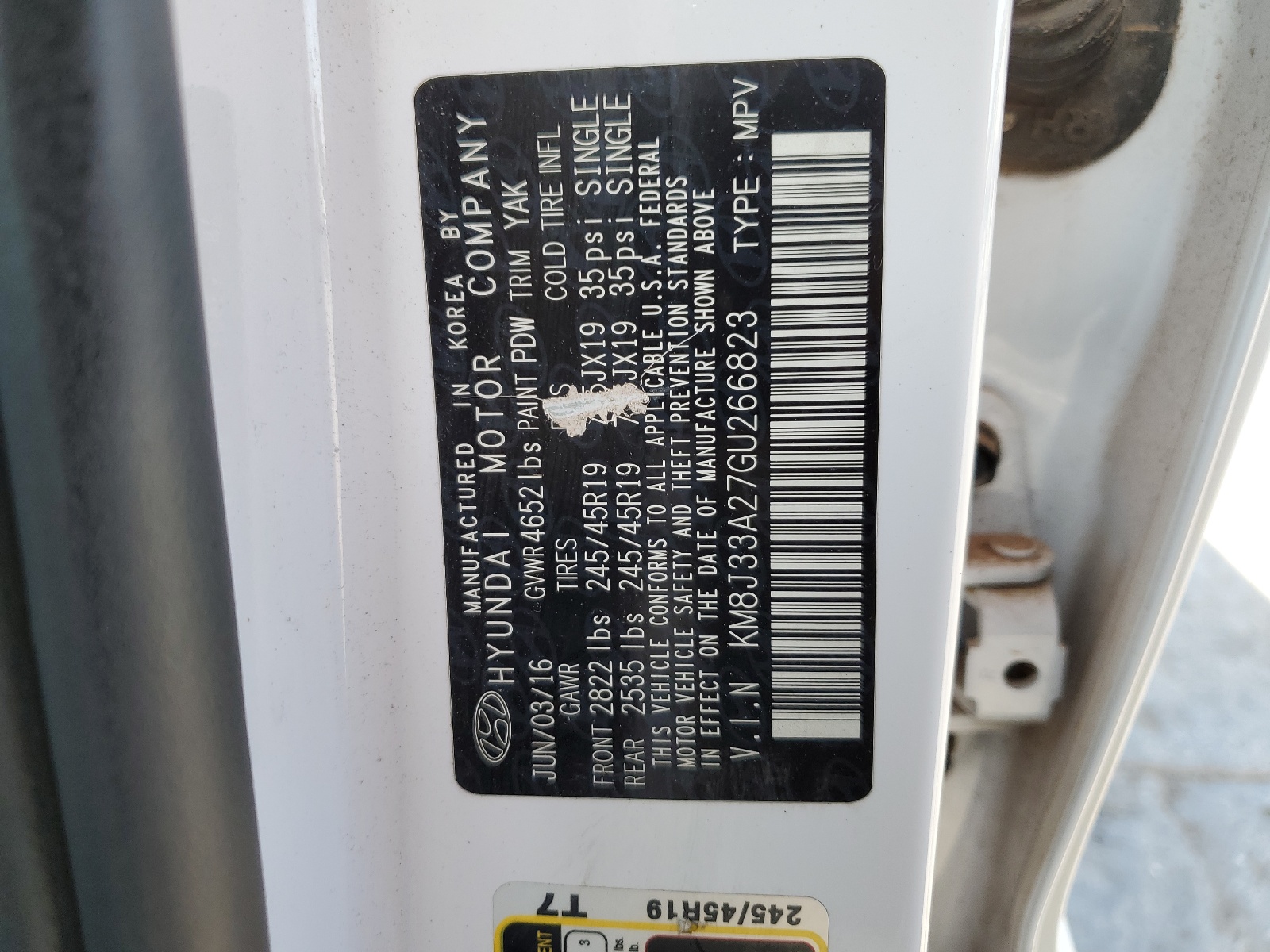 KM8J33A27GU266823 2016 Hyundai Tucson Limited