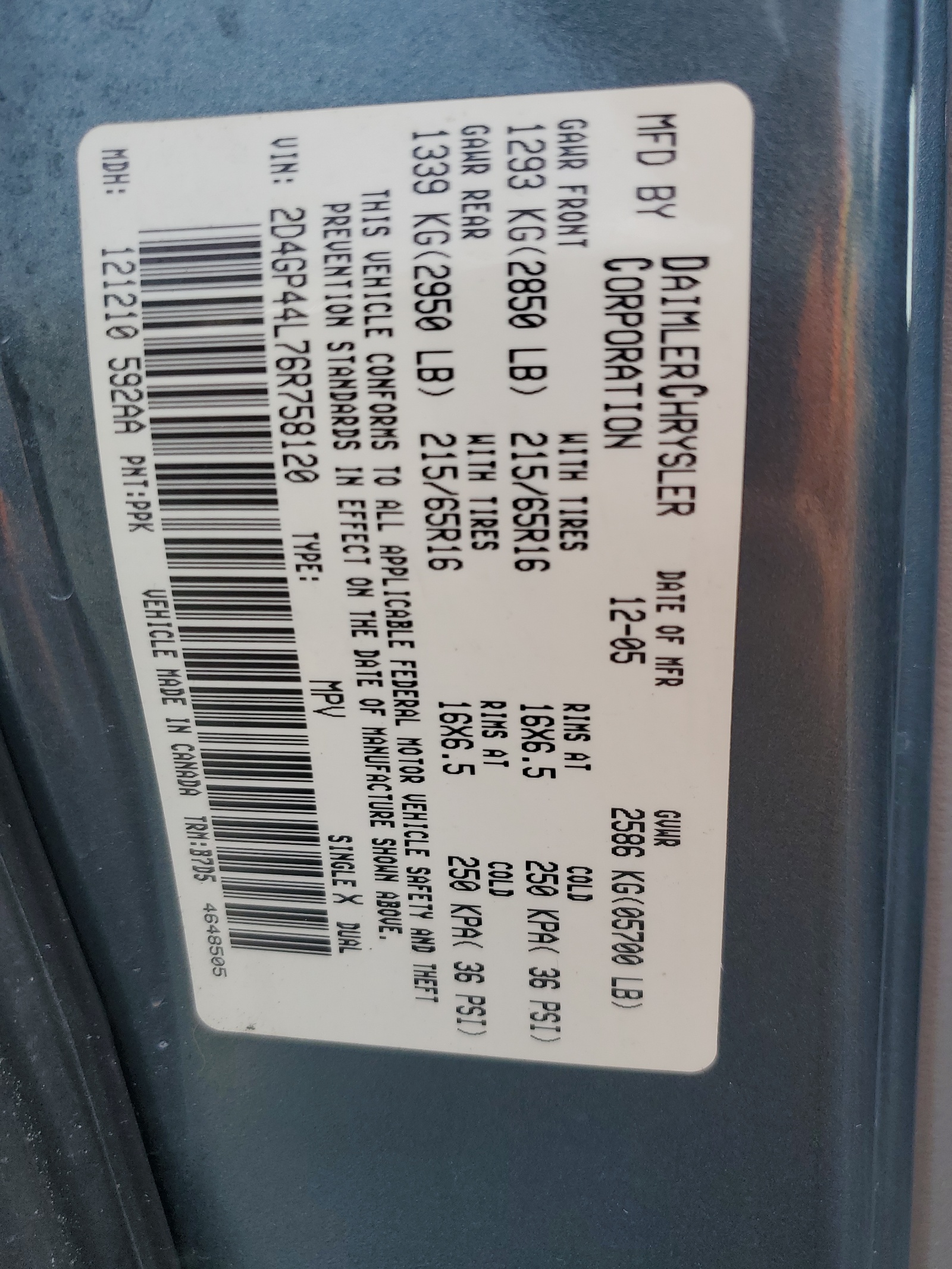 2D4GP44L76R758120 2006 Dodge Grand Caravan Sxt