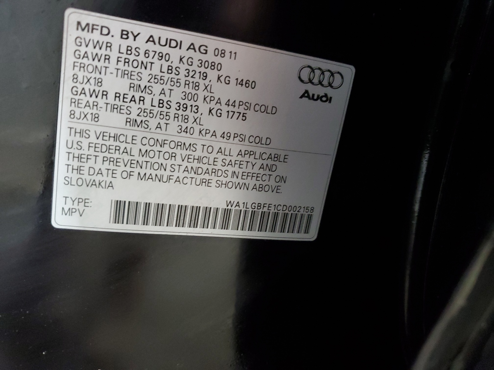 WA1LGBFE1CD002158 2012 Audi Q7 Premium Plus