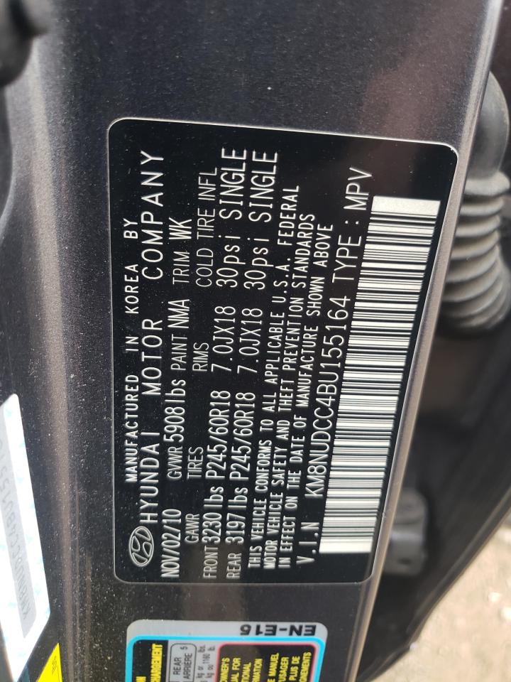 2011 Hyundai Veracruz Gls VIN: KM8NUDCC4BU155164 Lot: 64163914