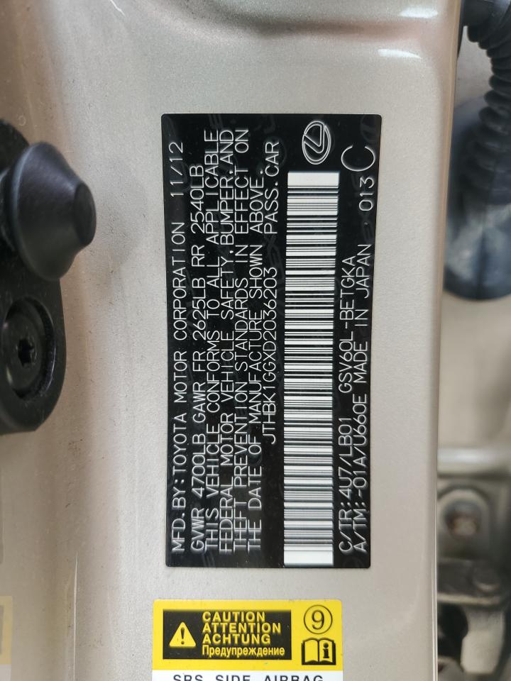 2013 Lexus Es 350 VIN: JTHBK1GGXD2036203 Lot: 63859874