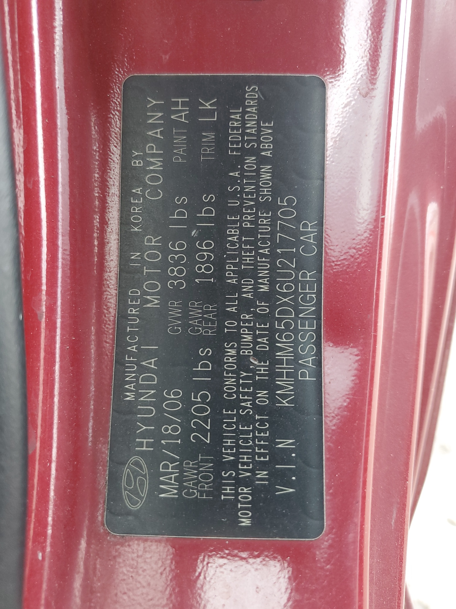 KMHHM65DX6U217705 2006 Hyundai Tiburon Gs