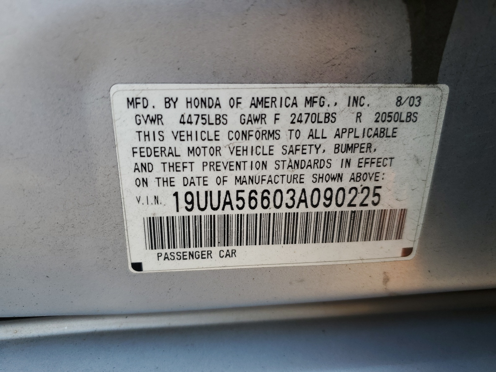 19UUA56603A090225 2003 Acura 3.2Tl