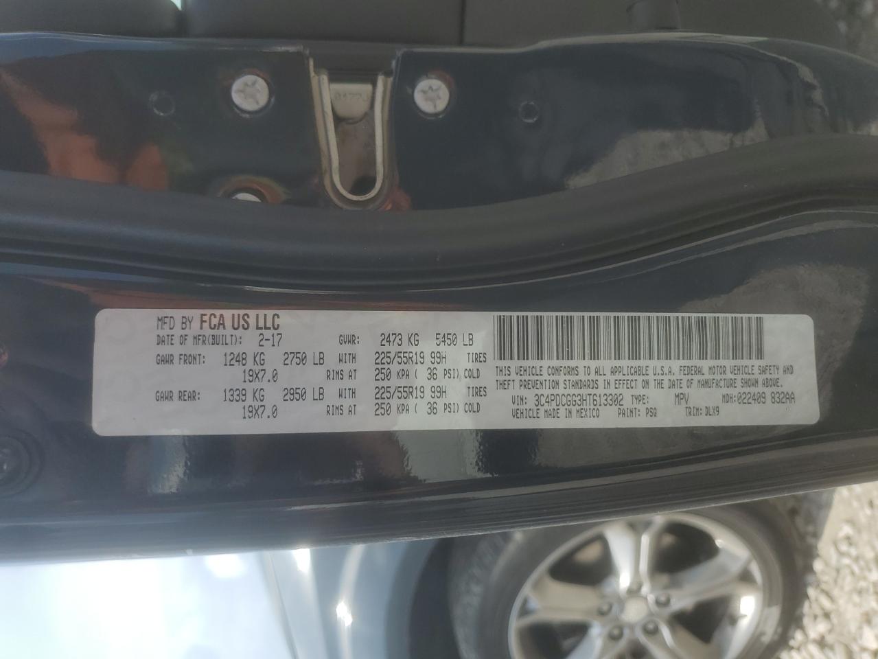 2017 Dodge Journey Crossroad VIN: 3C4PDCGG3HT613302 Lot: 61308074