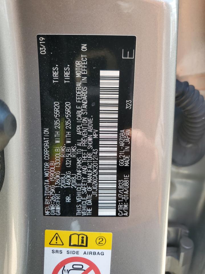 2019 Lexus Rx 350 L VIN: JTJGZKCA2K2012143 Lot: 62561584