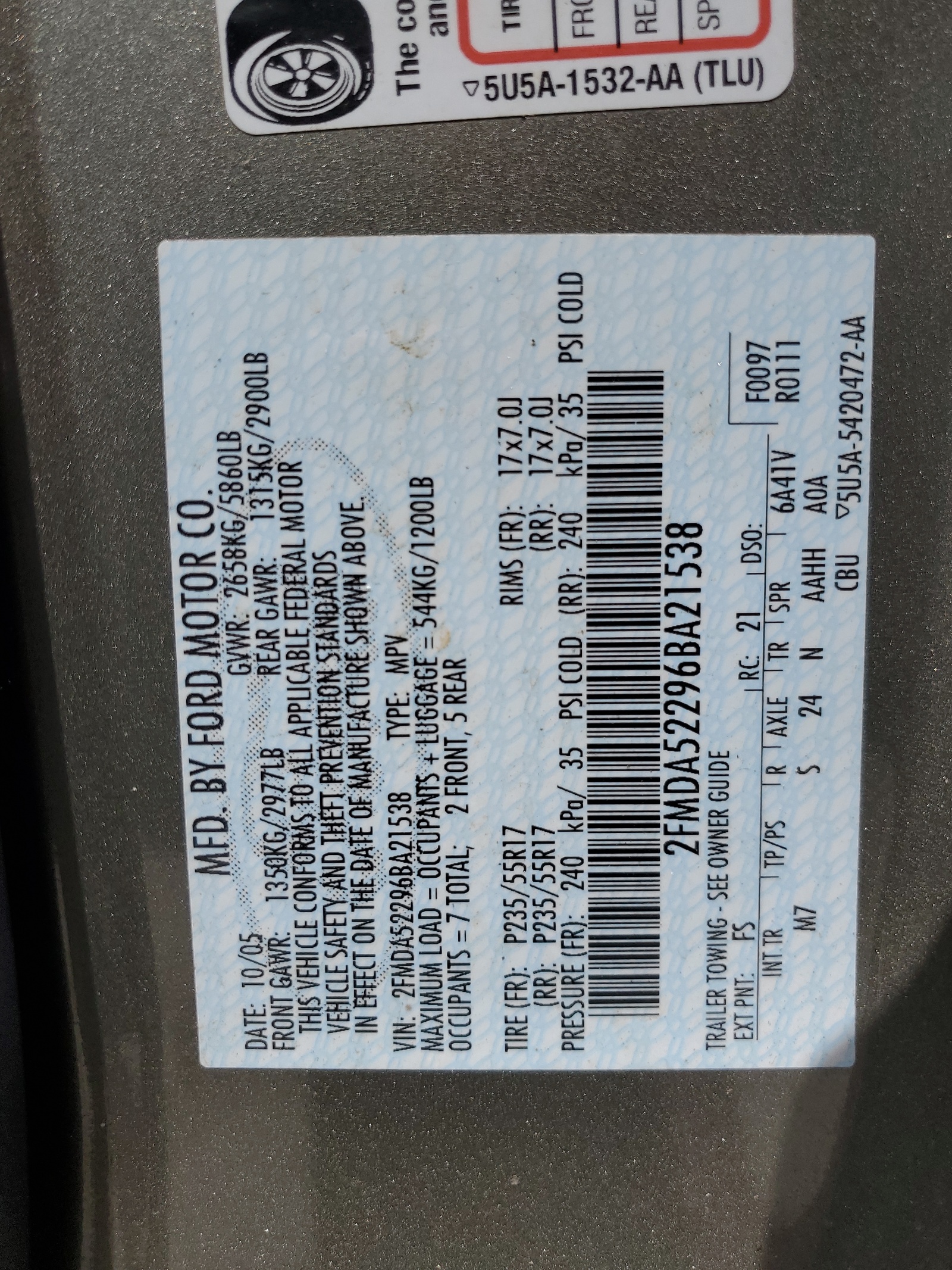 2FMDA52296BA21538 2006 Ford Freestar Sel