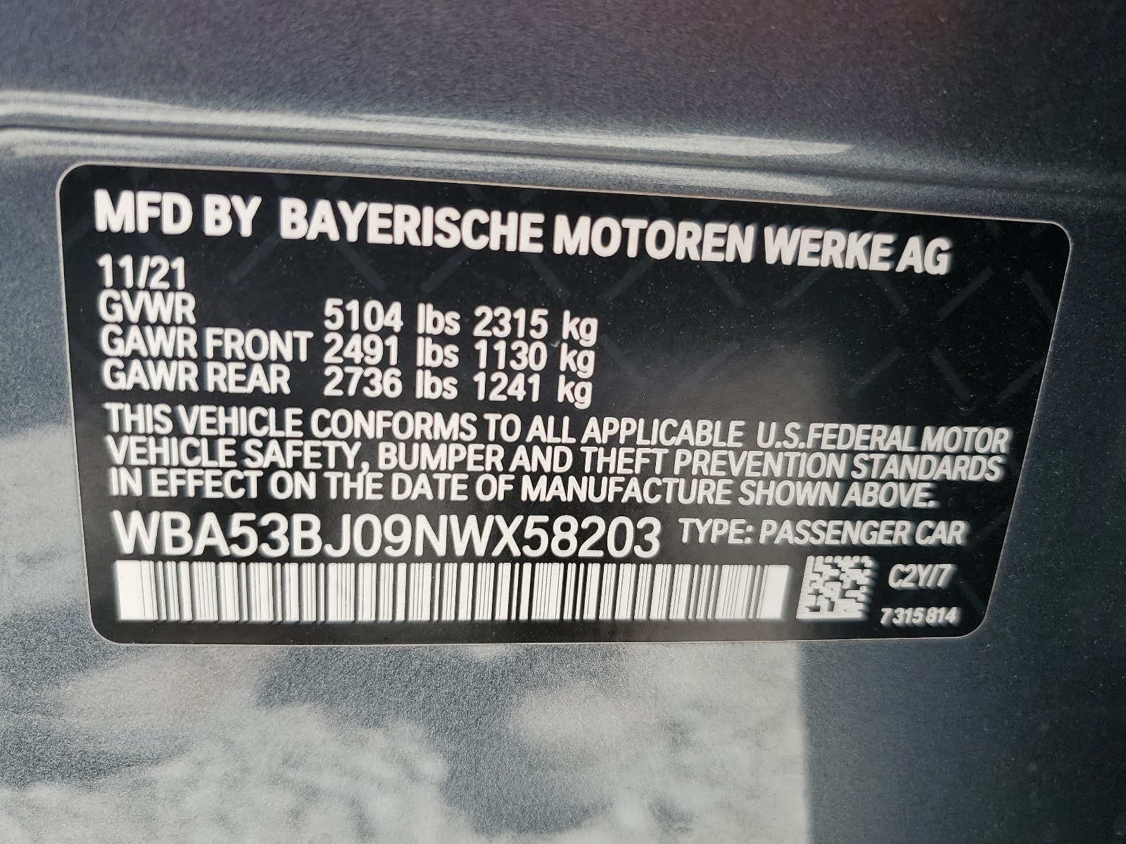 WBA53BJ09NWX58203 2022 BMW 540 I