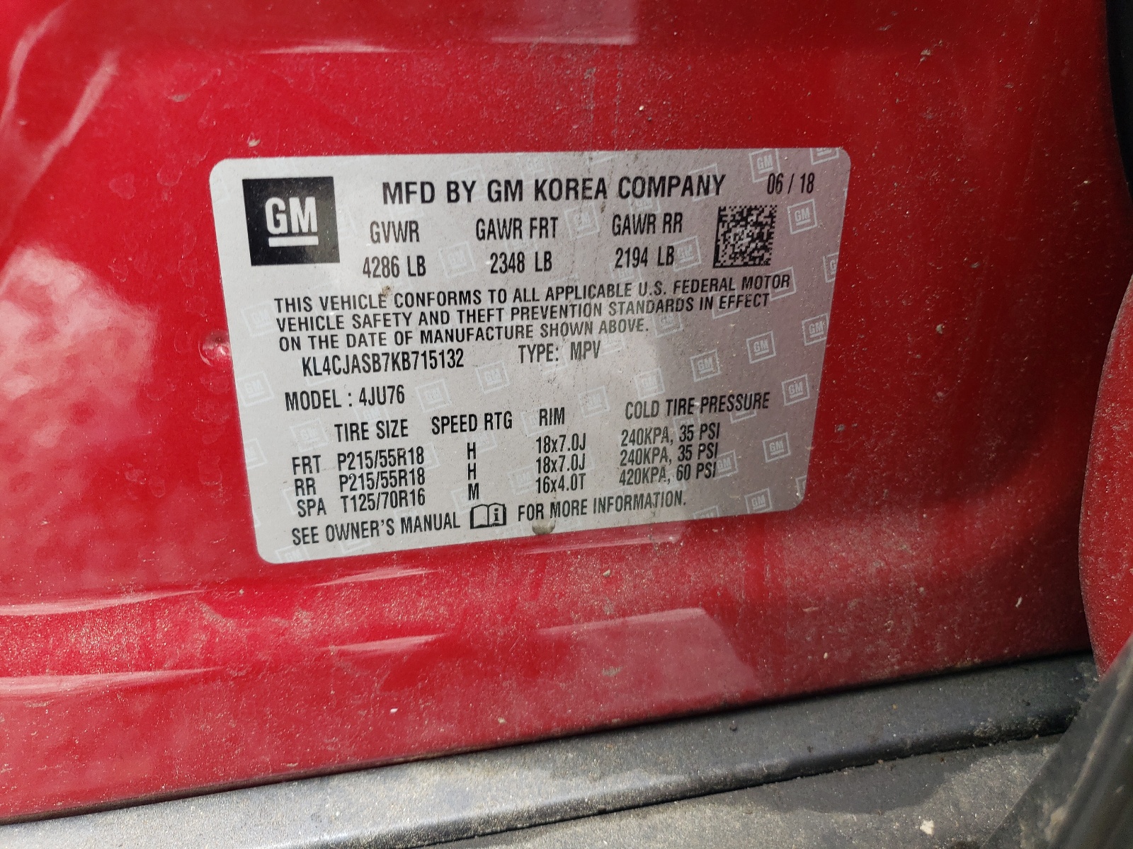 KL4CJASB7KB715132 2019 Buick Encore Preferred