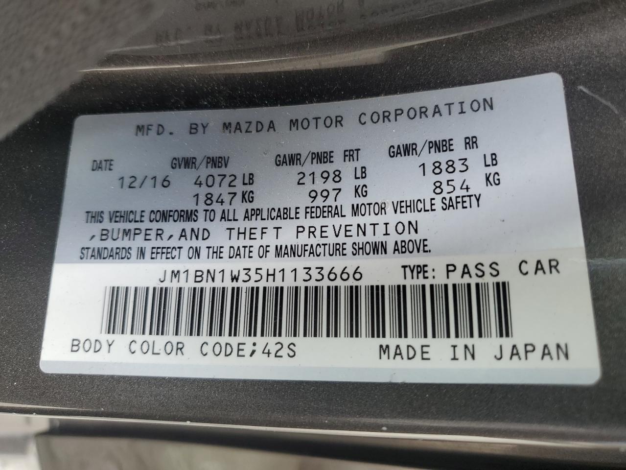 JM1BN1W35H1133666 2017 Mazda 3 Grand Touring