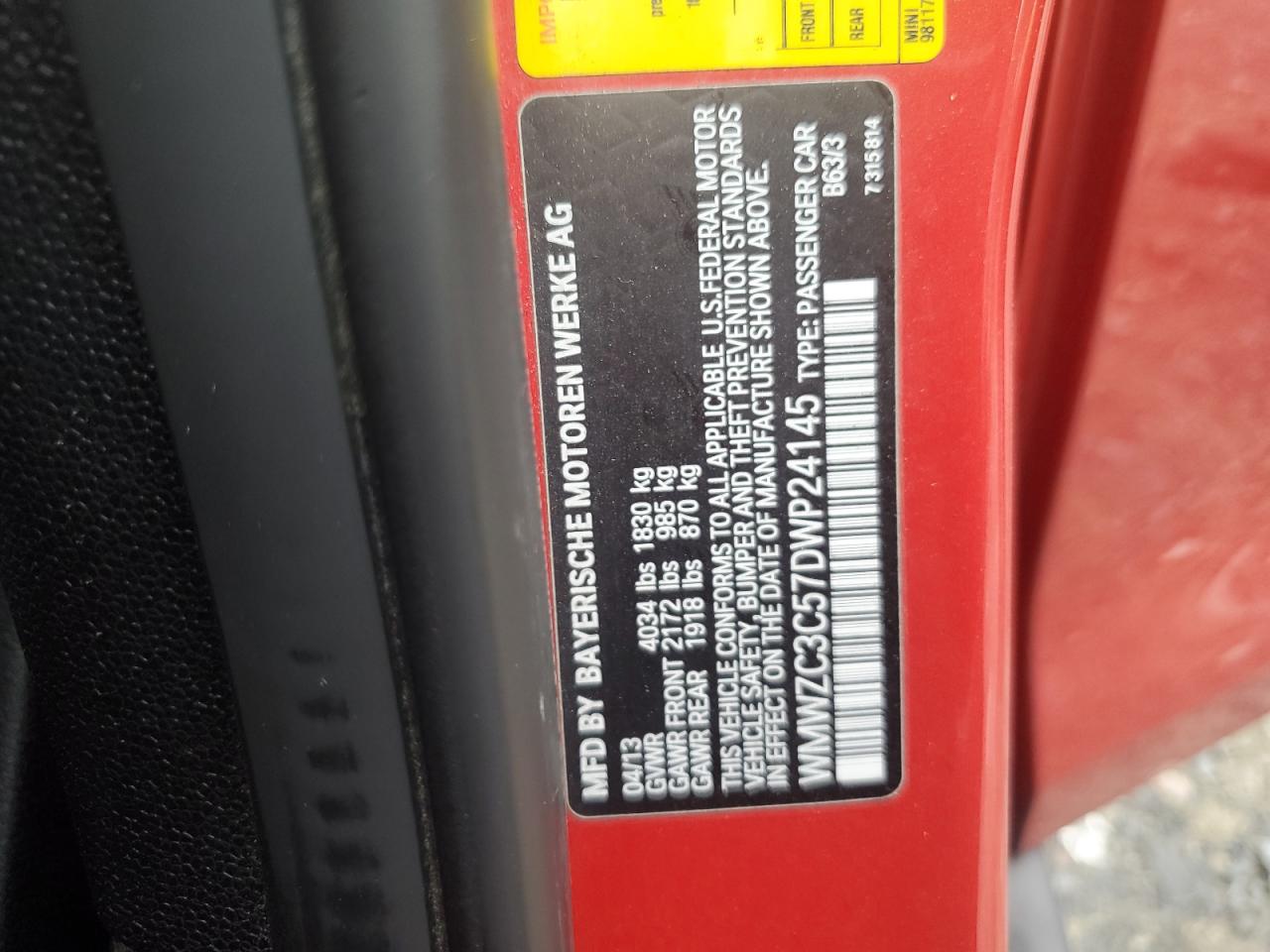 2013 Mini Cooper S Countryman VIN: WMWZC3C57DWP24145 Lot: 64278794