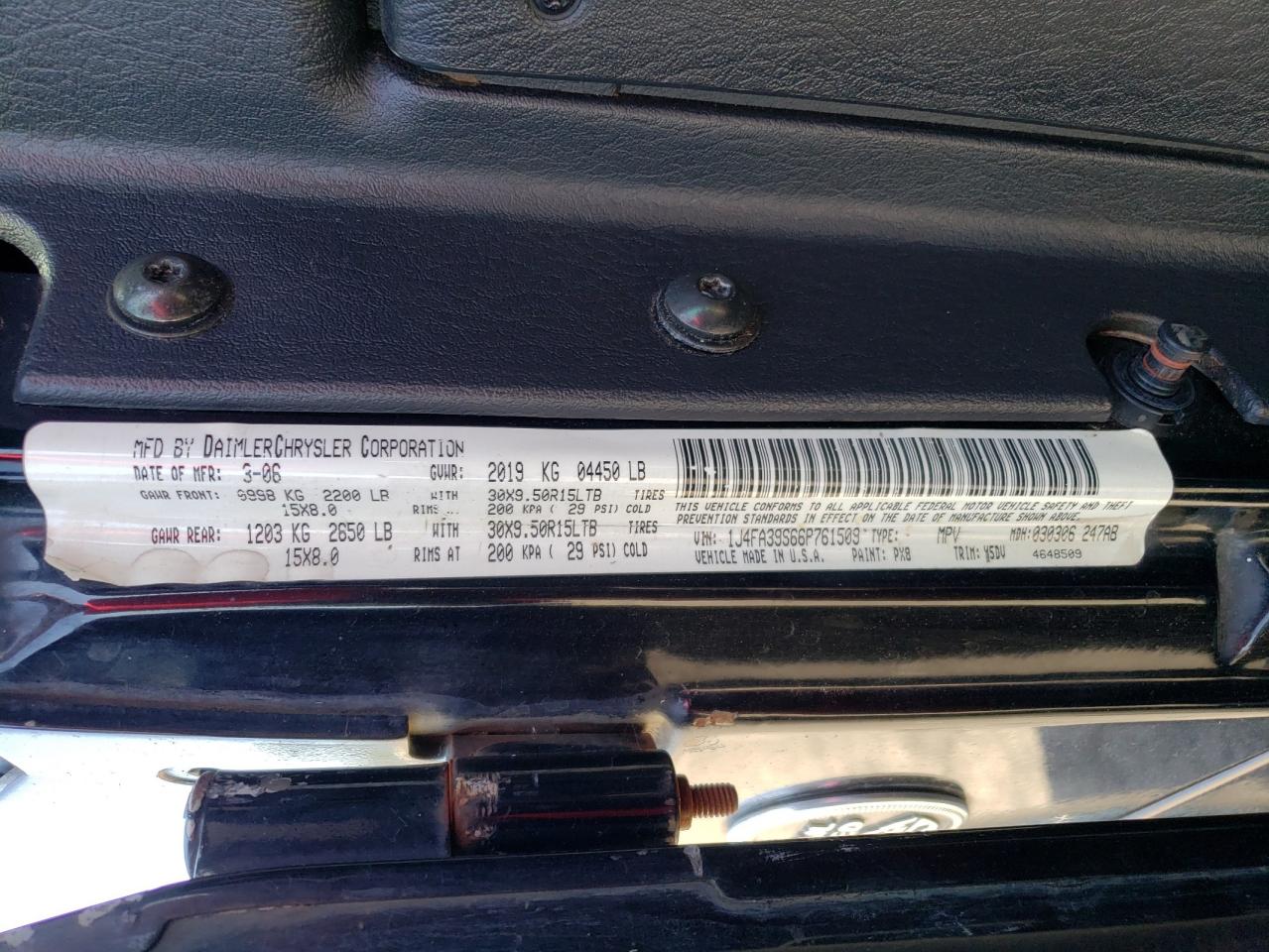 2006 Jeep Wrangler X VIN: 1J4FA39S66P761509 Lot: 62919844