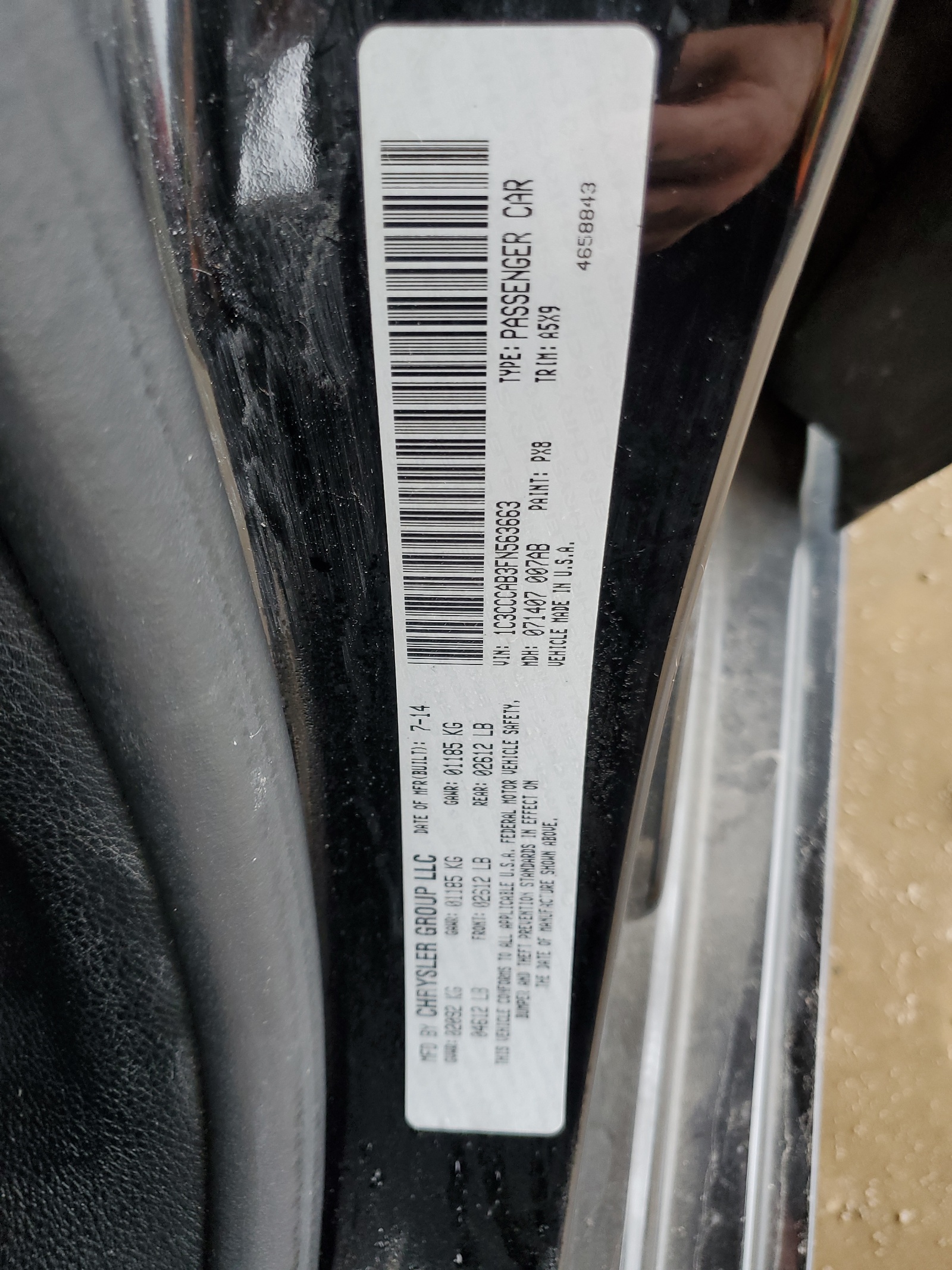 1C3CCCAB3FN563663 2015 Chrysler 200 Limited