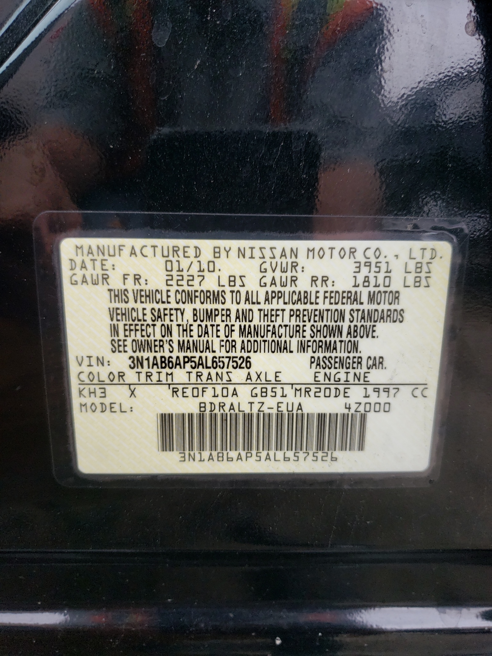 3N1AB6AP5AL657526 2010 Nissan Sentra 2.0