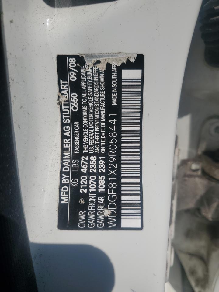 2009 Mercedes-Benz C 300 4Mat VIN: WDDGF81X29R058441 Lot: 63818174