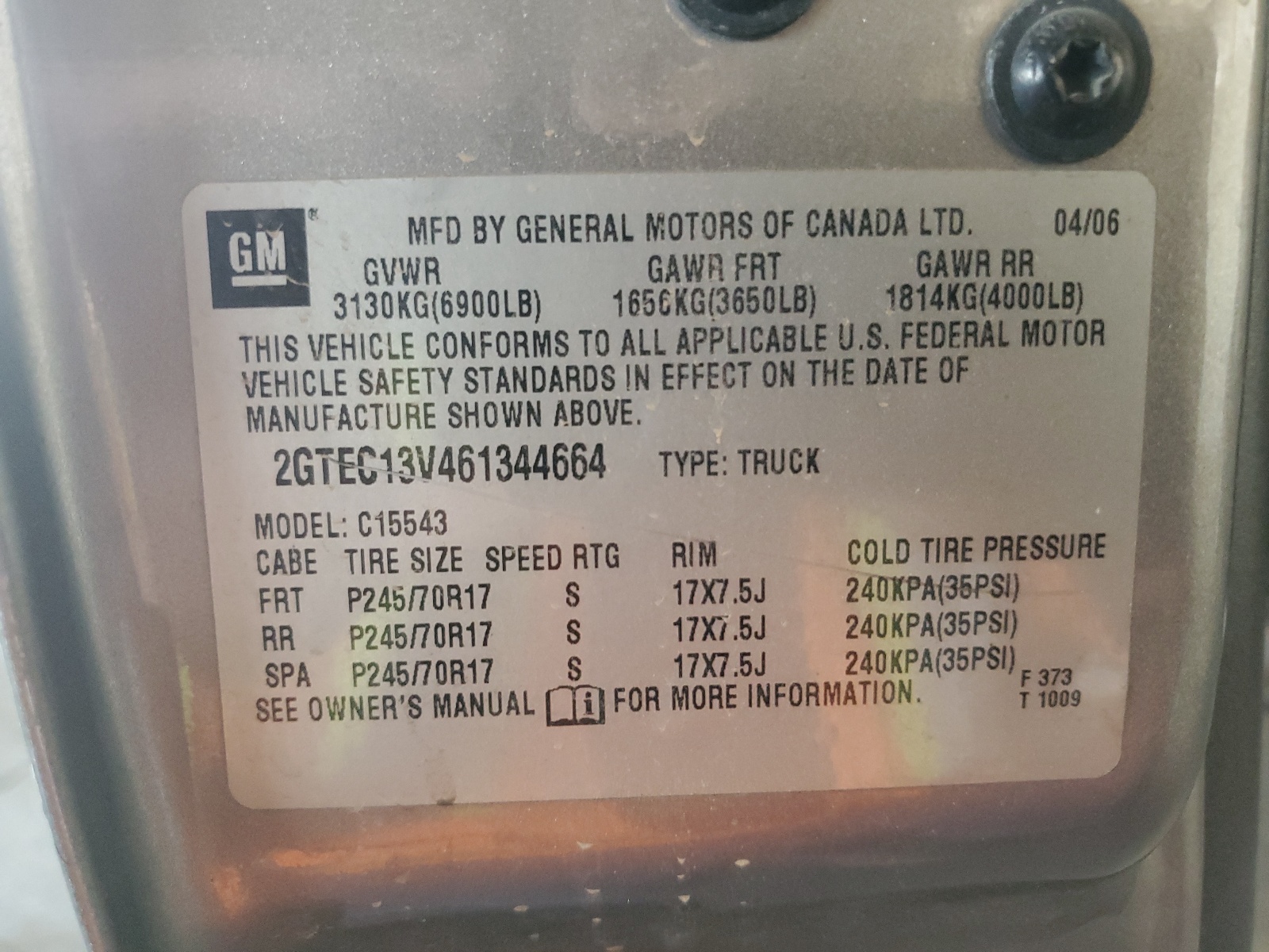 2GTEC13V461344664 2006 GMC New Sierra C1500