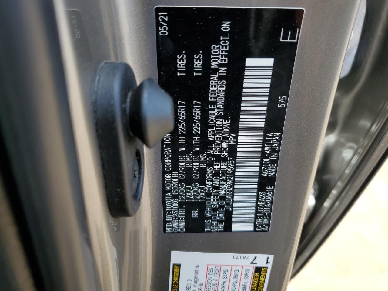 2021 Lexus Nx 300 Base VIN: JTJDARBZ9M2195957 Lot: 63399204