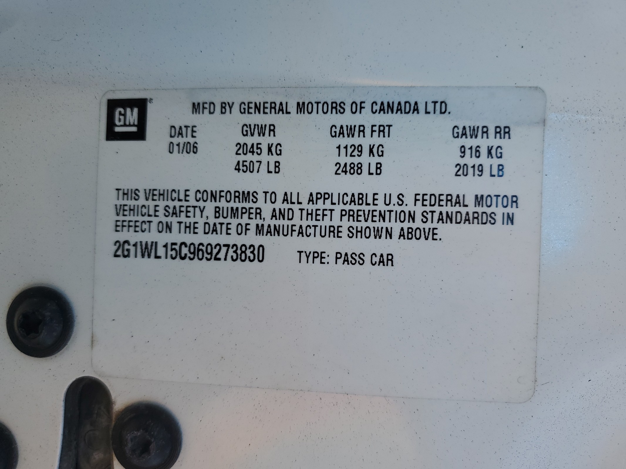 2G1WL15C969273830 2006 Chevrolet Monte Carlo Ss