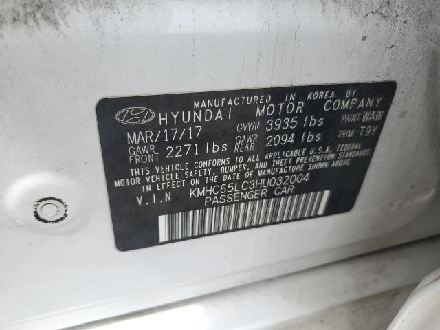 KMHC65LC3HU032004 | 2017 Hyundai ioniq blue