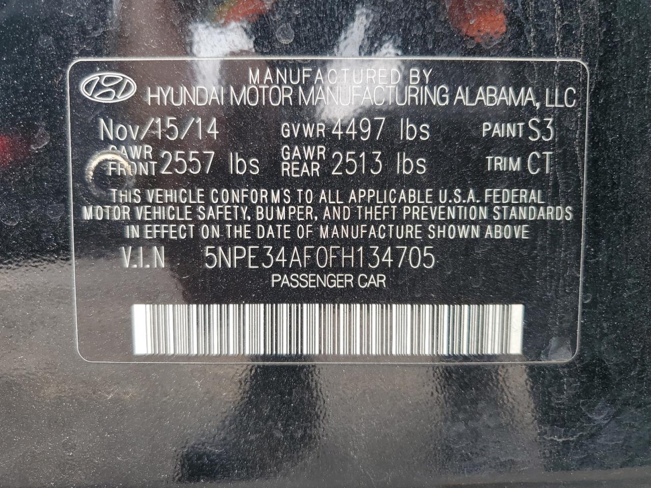 2015 Hyundai Sonata Sport VIN: 5NPE34AF0FH134705 Lot: 64781664