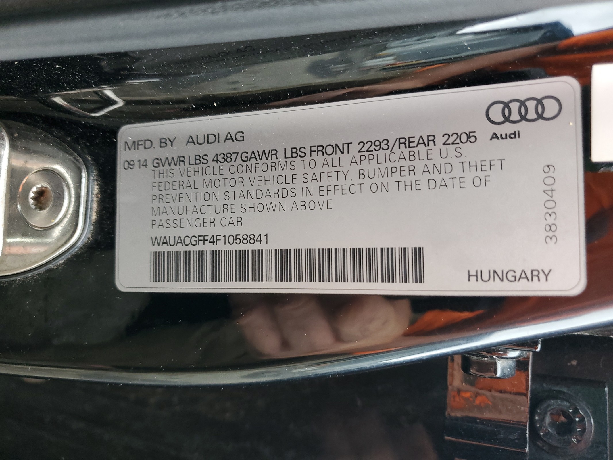 2015 Audi A3 Premium vin: WAUACGFF4F1058841