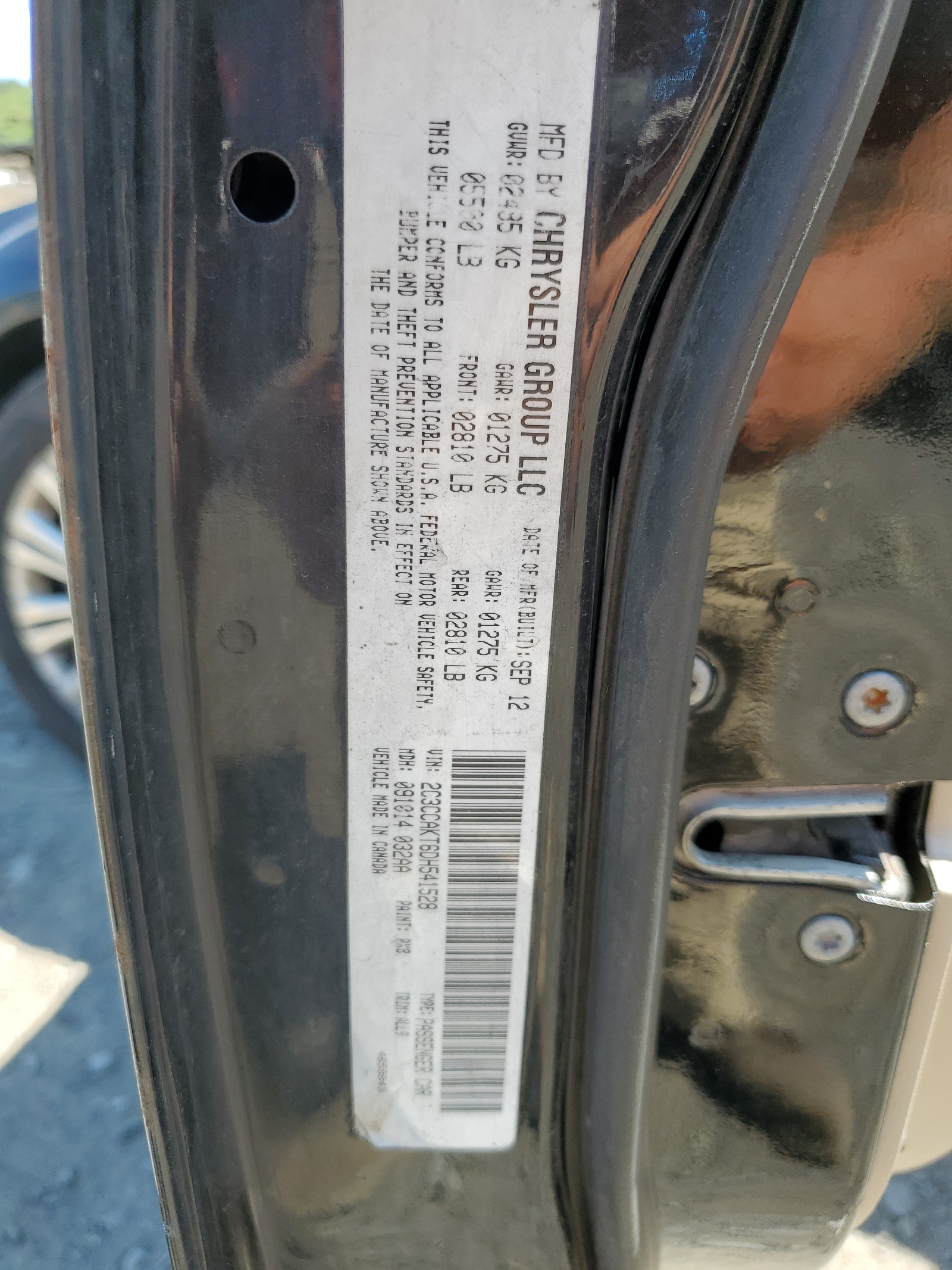 2C3CCAKT6DH541528 2013 Chrysler 300C