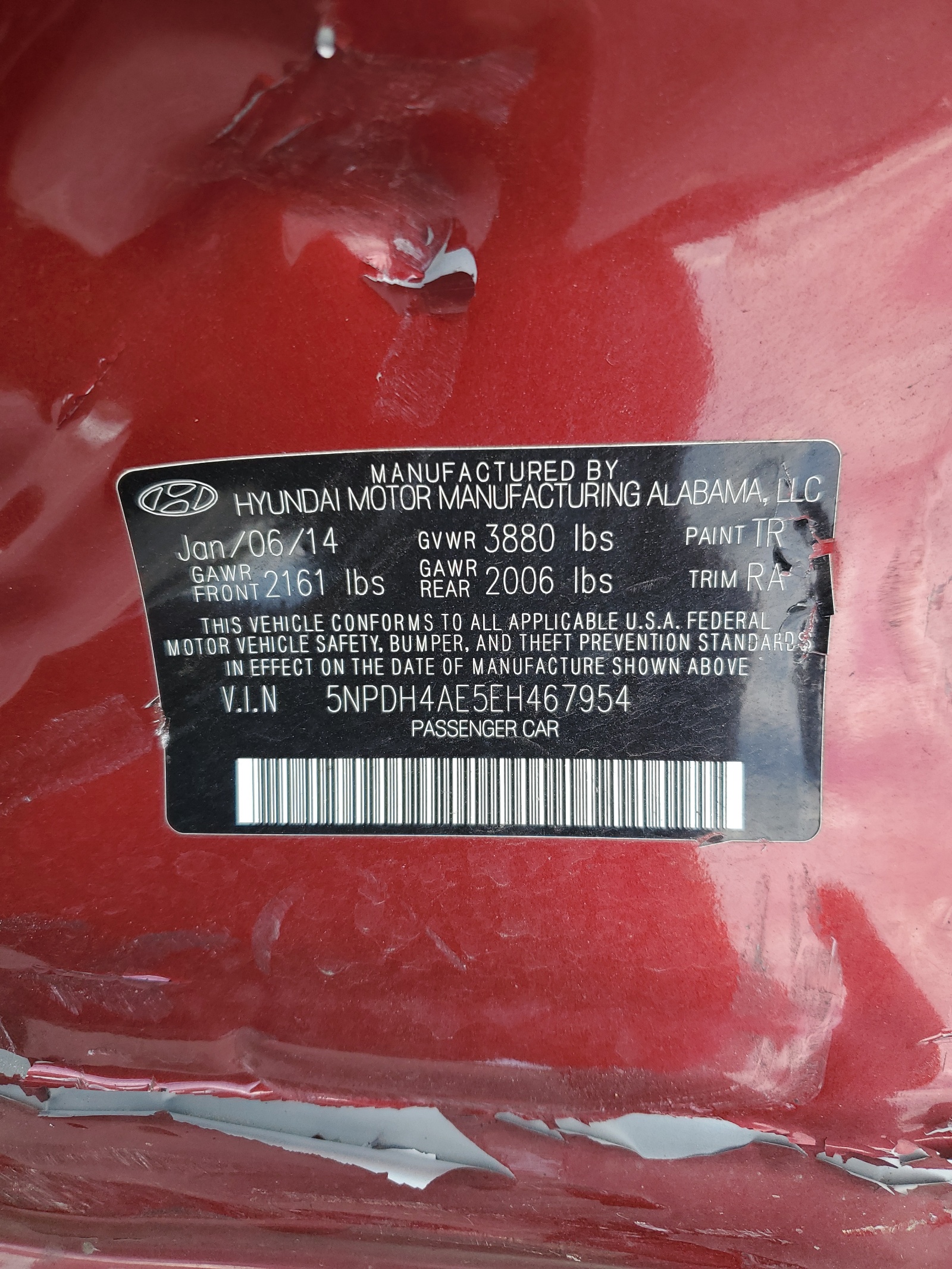 5NPDH4AE5EH467954 2014 Hyundai Elantra Se