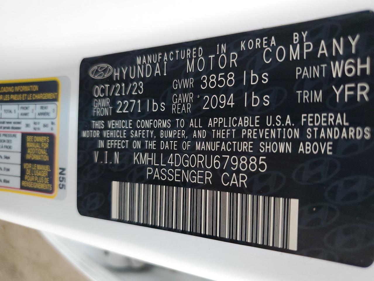 2024 Hyundai Elantra Se VIN: KMHLL4DG0RU679885 Lot: 62478864