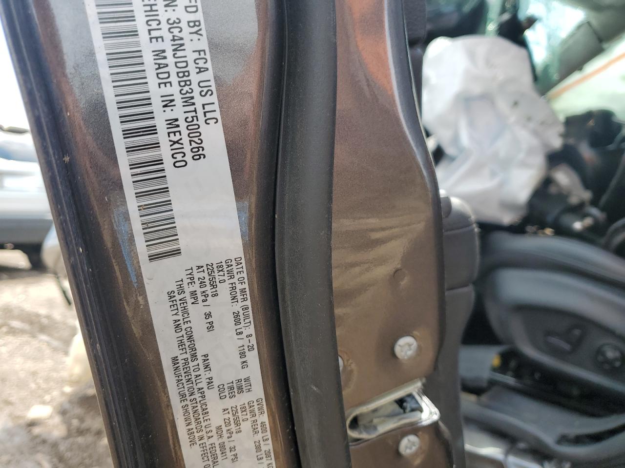 2021 Jeep Compass Latitude VIN: 3C4NJDBB3MT500266 Lot: 62318334