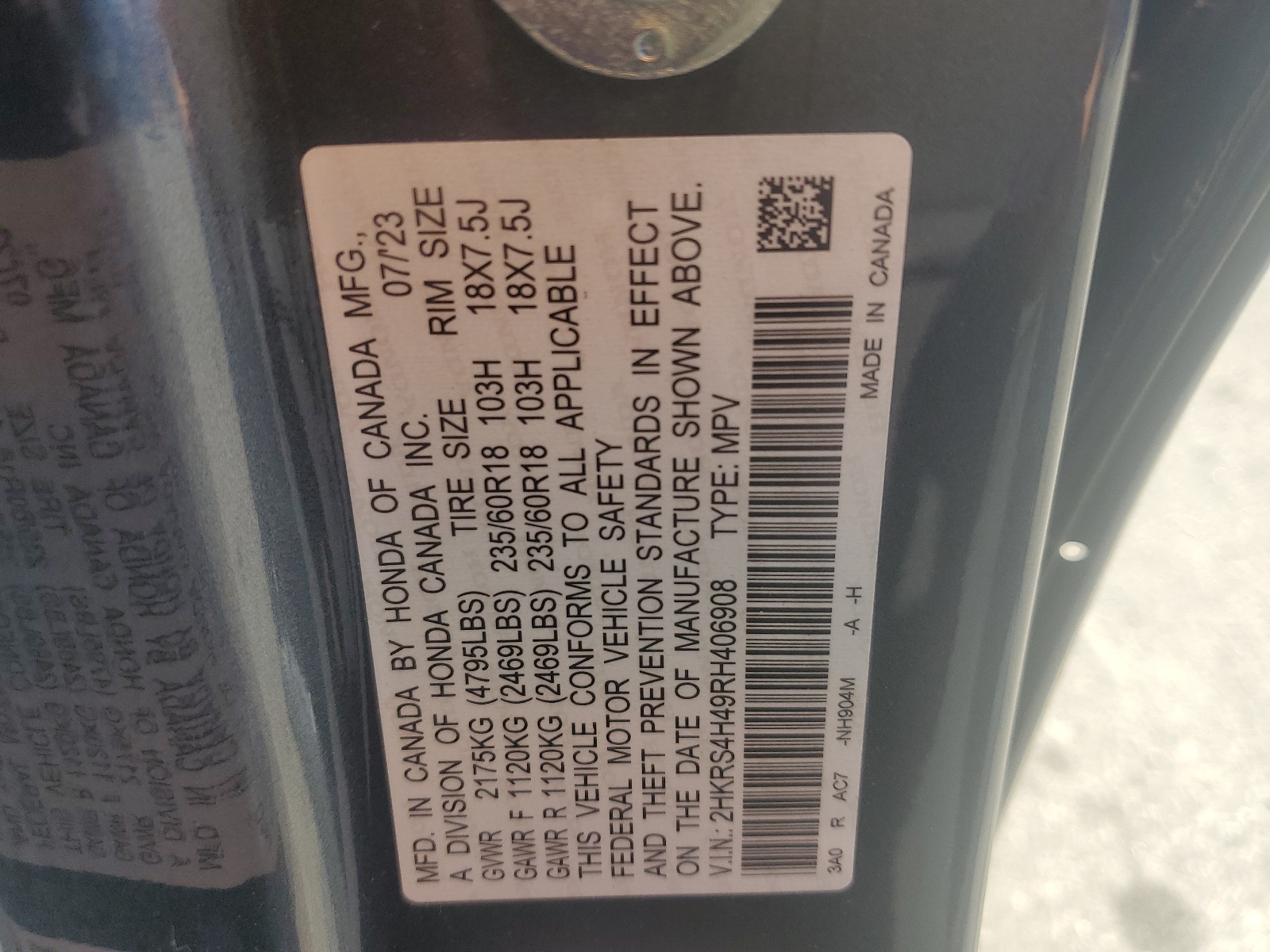 2HKRS4H49RH406908 2024 Honda Cr-V Ex