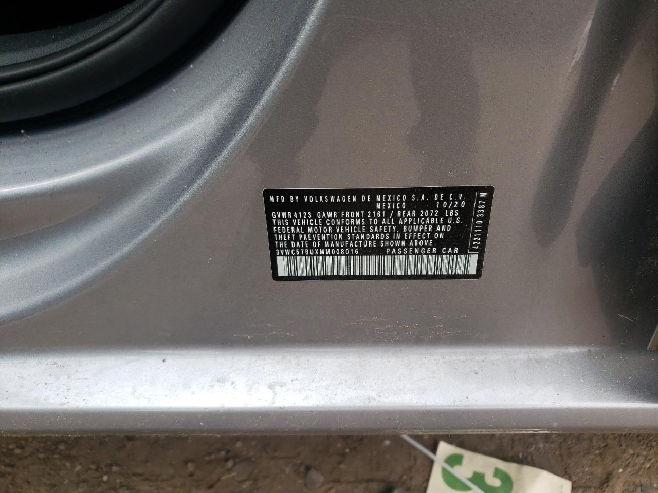 2021 Volkswagen Jetta S VIN: 3VWC57BUXMM008016 Lot: 62916434