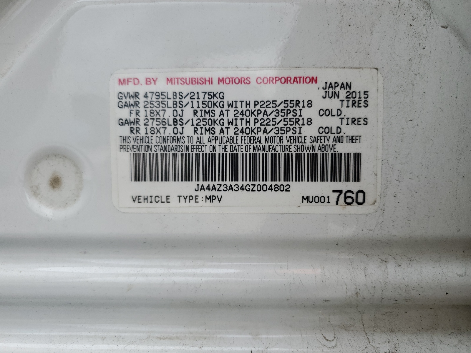 JA4AZ3A34GZ004802 2016 Mitsubishi Outlander Se