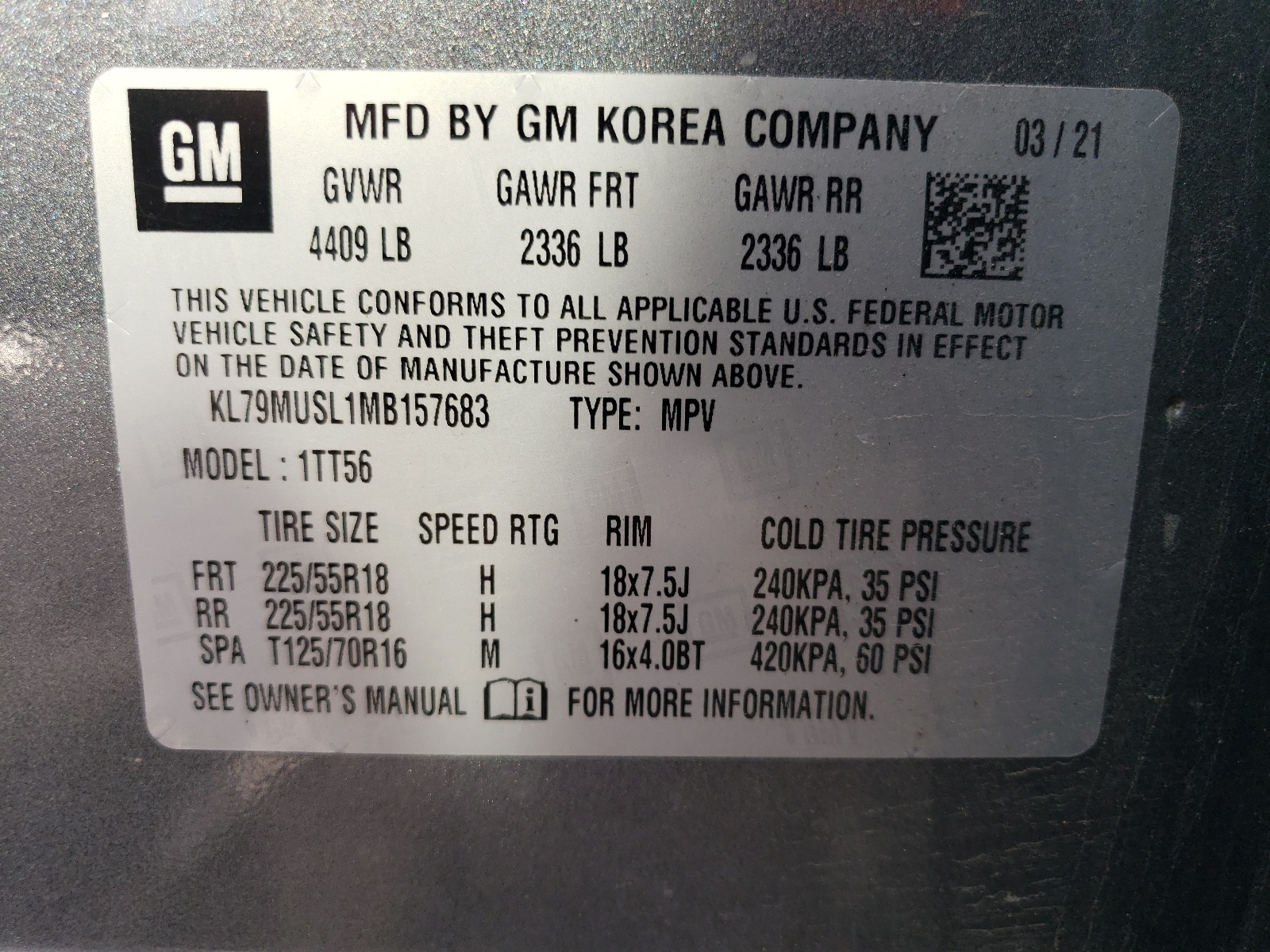 KL79MUSL1MB157683 2021 Chevrolet Trailblazer Rs