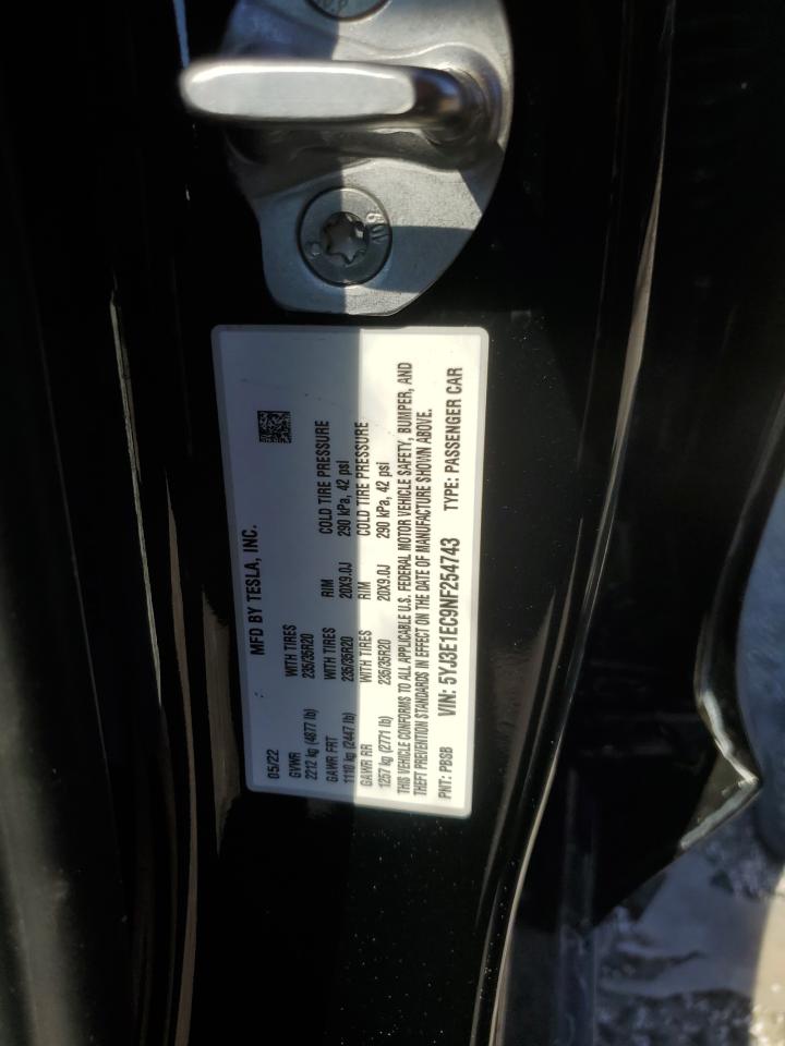 2022 Tesla Model 3 VIN: 5YJ3E1EC9NF254743 Lot: 63065584