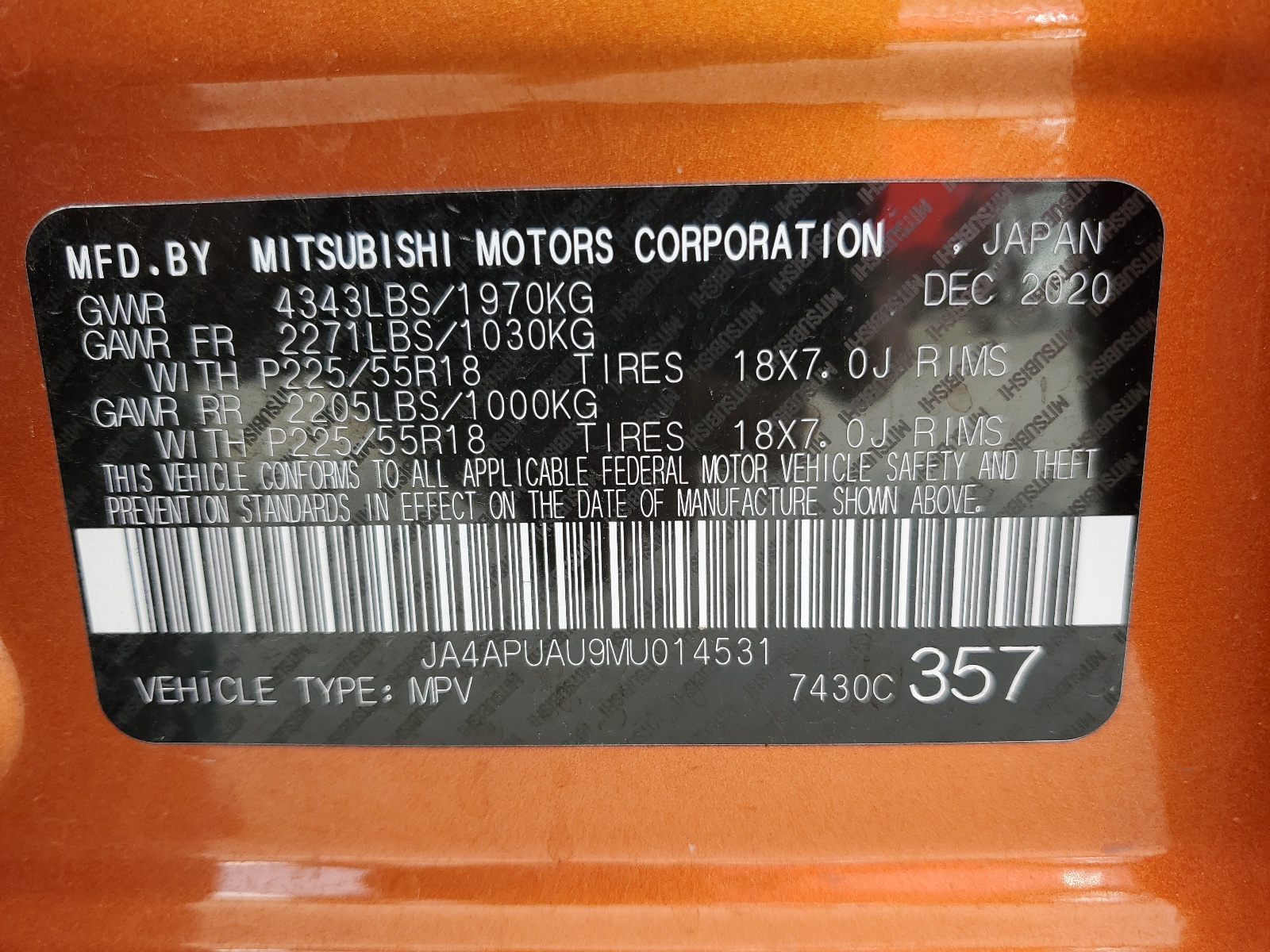 JA4APUAU9MU014531 2021 Mitsubishi Outlander Sport Es