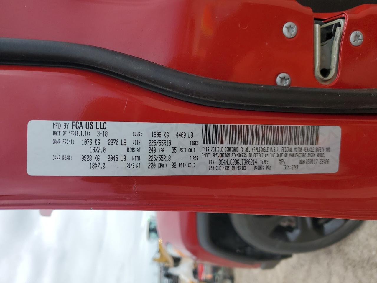 2018 Jeep Compass Latitude VIN: 3C4NJCBB6JT300214 Lot: 64671794